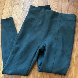 Dark Green faux Suede Spanx Leggings